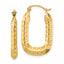 10k Polished Textured Rectangle Hoop Earrings