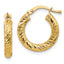 10k 3x10 Diamond-cut Round Hoop Earrings