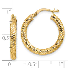 10K Gold Diamond-Cut Hoop Earrings with Polished Finish 22.86mm