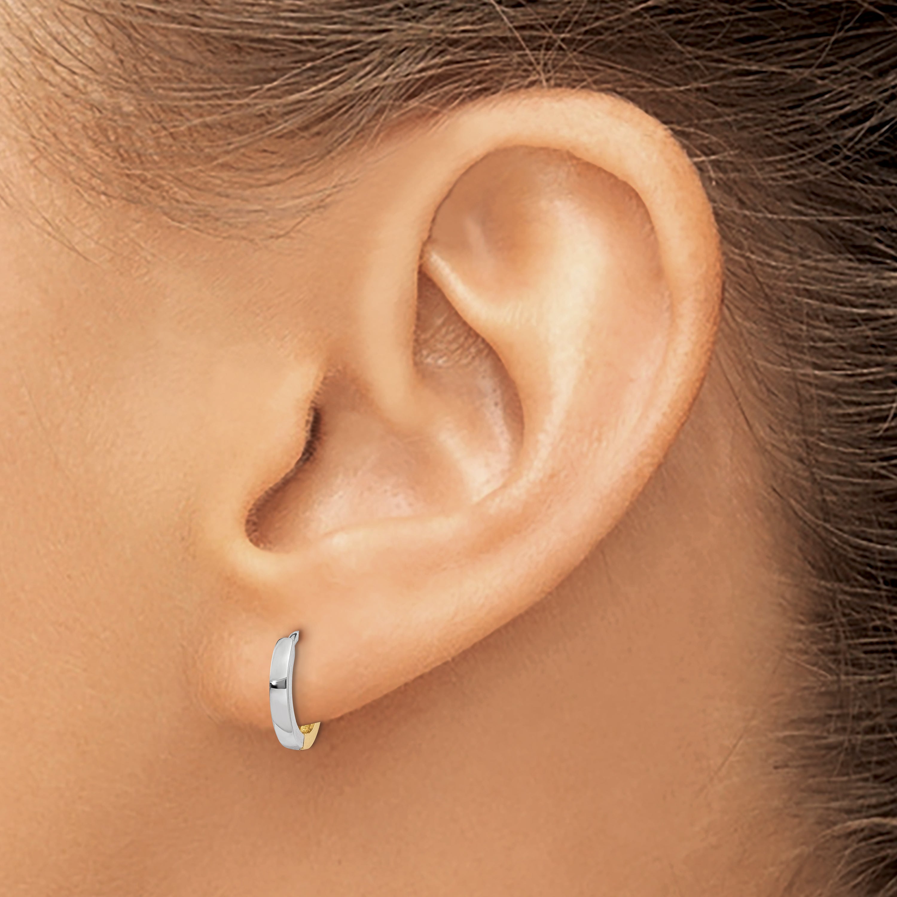 10k Two-tone 1.75mm Hinged Hoop Earrings