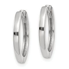 10K White Gold Polished Huggie Hoop Earrings with Rhodium Plating