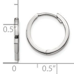 10K White Gold Polished Huggie Hoop Earrings with Rhodium Plating
