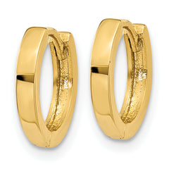 10K Gold Polished Hinged Hoop Earrings for Women Solid Huggie Style
