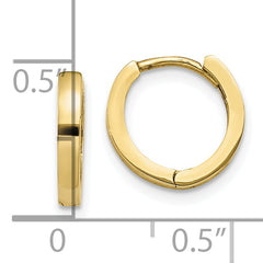 10K Gold Polished Hinged Hoop Earrings for Women Solid Huggie Style
