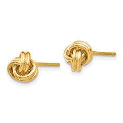 10K Gold Love Knot Earrings with Polished Finish Elegant Button Style
