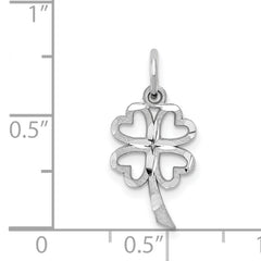 10K White Gold Solid 4-Leaf Clover Charm with Polished Finish