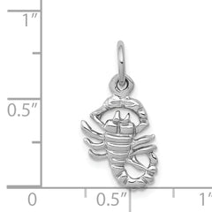 10K White Gold Scorpion Charm with Rhodium Finish Polished Solid Design