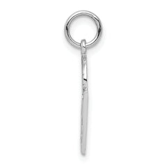 10K White Gold Basketball and Net Charm with Polished Finish Solid, Rhodium-Plated Design