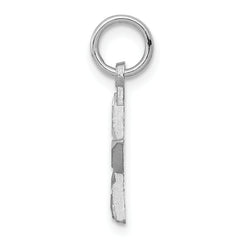 10K White Gold Star Charm with Diamond-Cut Design, Polished Finish