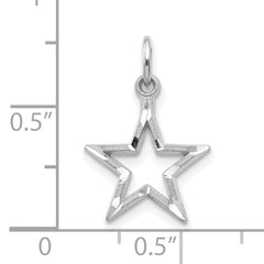 10K White Gold Star Charm with Diamond-Cut Design, Polished Finish