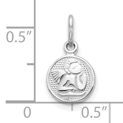 10K White Gold Angel Charm with Polished Rhodium Finish Elegance