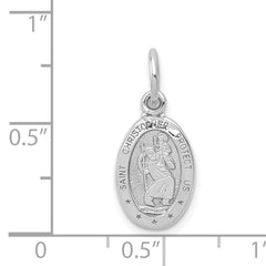 10K White Gold St. Christopher Medal with Polished Brushed Finish