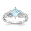 Princess Aquamarine & Diamond Ring in 10K White Gold (0.02 ct. tw.), Size 6 - Sophia Jewelers