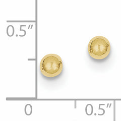 10K Gold Polished Ball Post Earrings for Women Elegant 4mm Design