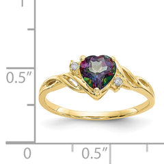 10k Heart Mystic Fire Topaz & .01ct Diamond Ring