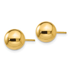10K Gold Polished 8mm Ball Post Earrings for Women Elegant Hollow Design