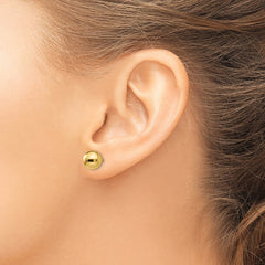10K Gold Polished 8mm Ball Post Earrings for Women Elegant Hollow Design