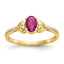 Oval July/ Ruby & Diamond Ring in 10K Yellow Gold (0.01 ct. tw.), Size 7 - Sophia Jewelers