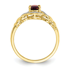 10K Garnet and Diamond Ring