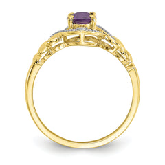 10K Amethyst and Diamond Ring