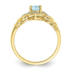 10K Aquamarine and Diamond Ring