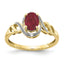 Oval July/ Ruby & Diamond Ring in 10K Yellow Gold (0.02 ct. tw.), Size 7 - Sophia Jewelers