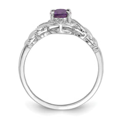 10k White Gold Amethyst and Diamond Ring