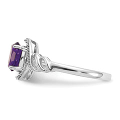 10k White Gold Amethyst and Diamond Ring