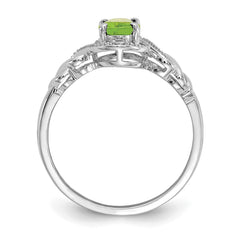 10k White Gold Peridot and Diamond Ring