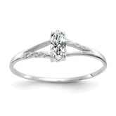 10k White Gold Polished Genuine White Topaz Birthstone Ring