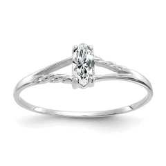 10k White Gold Polished Genuine White Topaz Birthstone Ring