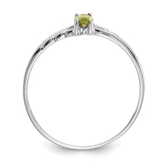 10k White Gold Polished Genuine Peridot Birthstone Ring