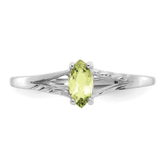 10k White Gold Polished Genuine Peridot Birthstone Ring
