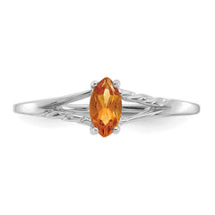10k White Gold Polished Genuine Citrine Birthstone Ring
