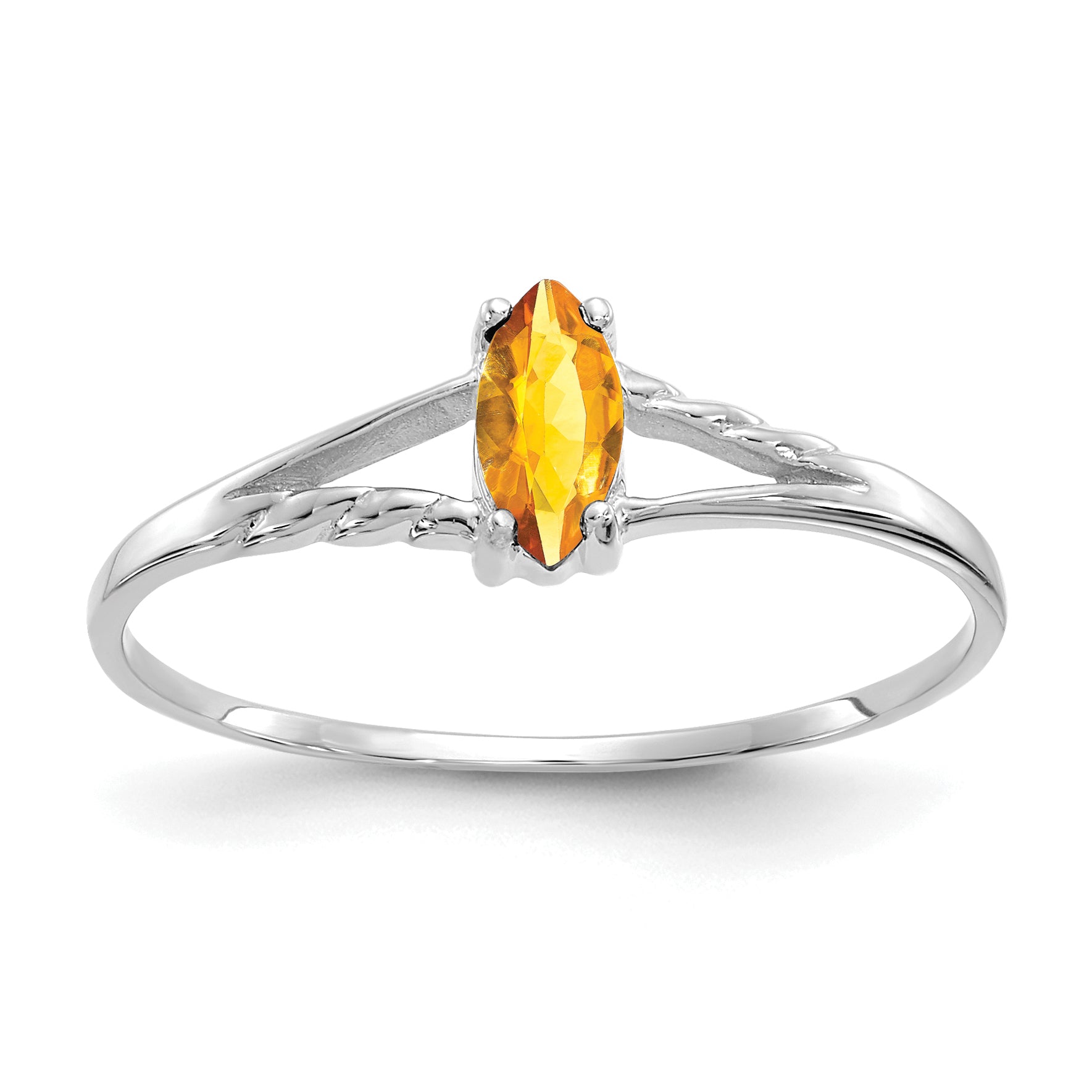 10k White Gold Polished Genuine Citrine Birthstone Ring