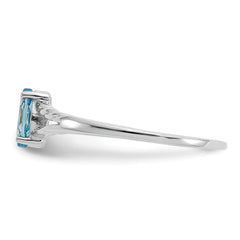 10k White Gold Polished Genuine Blue Topaz Birthstone Ring