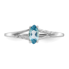 10k White Gold Polished Genuine Blue Topaz Birthstone Ring