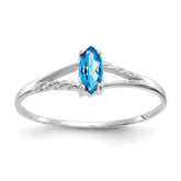 10k White Gold Polished Genuine Blue Topaz Birthstone Ring