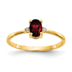 10k Polished Genuine Diamond & Garnet Birthstone Ring