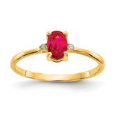 10k Polished Genuine Diamond & Ruby Birthstone Ring
