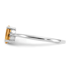 10k White Gold Polished Genuine Diamond/Citrine Birthstone Ring