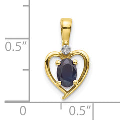 10K Gold Diamond and Sapphire Pendant with Polished Finish Elegant Design