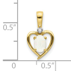 10K Gold Opal and Diamond Pendant with Polished Finish Elegant October Birthstone