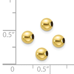 10K Gold Spacer Beads Set of 4 Polished 4mm Hollow Design