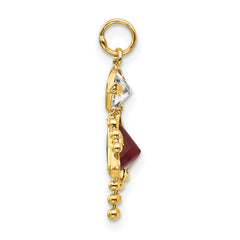 10K Gold January Birthstone Girl Charm with Polished Finish