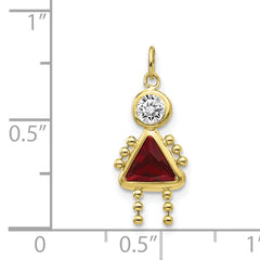 10K Gold January Birthstone Girl Charm with Polished Finish