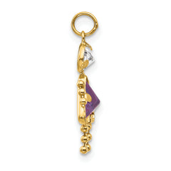 10K Gold February Birthstone Girl Charm with Polished Finish