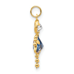 10K Yellow Gold March Birthstone Girl Charm with Polished Finish
