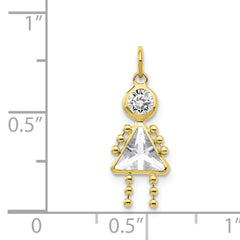 10K Gold April Birthstone Girl Charm with Polished Finish by Sophia Jewelers