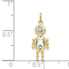 10K Gold April Boy Birthstone Charm with Polished Finish